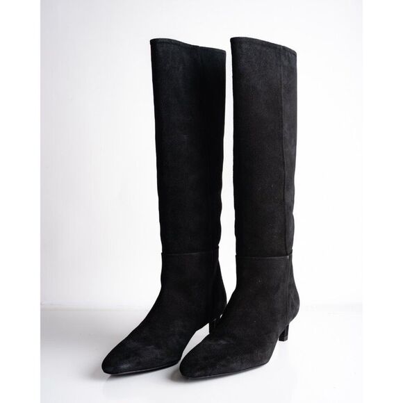 Massimo Dutti Shoes - Massimo Dutti Womens Suede Knee hi Heeled Boots Black US 6.5 EU 37 New 1026/450